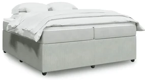 vidaXL Pat box spring cu saltea, gri deschis, 200x200 cm, catifea