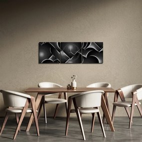 Tablou cu inimile alb - negre (cu ceas) (90x30 cm)