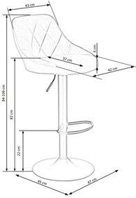 Scaun de bar Archer, gri/negru