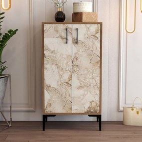 Comodă pentru pantofi Prag - Walnut, White Marble