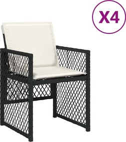 vidaXL Scaune de grădină cu perne, 4 buc., negru, poliratan