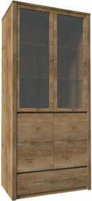 Vitrina MONTANA W2D, stejar lefkas inchis, PAL melaminat/sticla, 90x43