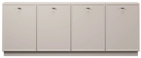 Comodă cu patru uși Lorini 200 cm - cașmir / mânere negre T-bar