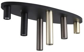 Plafoniera neagra cu 6 spoturi GU10 Tubes