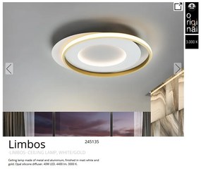 Lustra LED aplicata design modern circular Limbos alb/auriu
