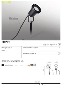 Tarus de exterior cu spot directionabil IP65 EDVIN