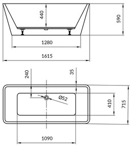 Cada Freestanding dreptunghiulara 160 x 70 cm, Cersanit, Crea Dreptunghiulara