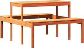 vidaXL Masă de picnic, maro ceruit, 110x134x75 cm, lemn masiv pin