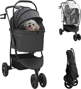 vidaXL Carucior pentru Pisici Pliante Negru 78 x 54 x 101 cm Poliester