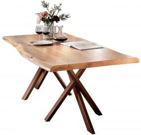 Masa dreptunghiulara cu blat din lemn de salcam Tables &amp; Benches 200 x 100 x 76 cm maro