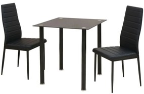Set masă și scaune de bucătărie, negru, 3 piese