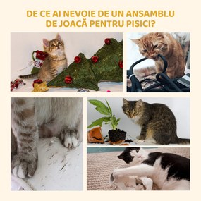 PawHut Ansamblu de Joacă de Tavan pentru Pisici Multinivel cu Înălțime Reglabilă 240-260 cm, cu Cuști și Scări, Gri | Aosom Romania