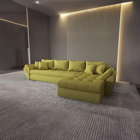 Colțar extensibil dumonde cu ladă de depozitare si sezut confortabil din spuma high-density, Loana XL Enjoy Verde II 335x185 cm