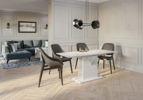 Masă de sufragerie Tonfir (gri deschis + alb lucios) (pentru 6 până la 8 persoane). 1055260