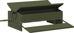 vidaXL Hrănitor cu pedale pentru pui Verde măsliniu 75 x 53 x 20,5 cm