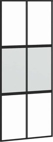 vidaXL Ușă glisantă, negru, 90x205 cm, sticlă securizată și aluminiu