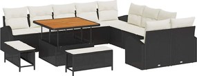 vidaXL Set de canapele pentru grădină cu pernă 13 pcs Negru și Crem