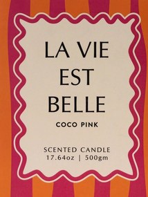 Lumânare roz «La vie est belle» – parfum de cocos