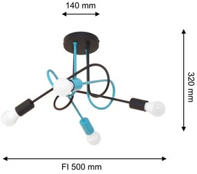 Lustră aplicată OXFORD 4xE27/15W/230V negru/turcoaz
