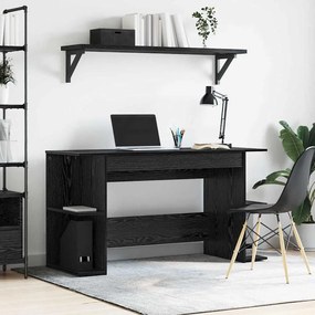 vidaXL Birou cu raft Stejar negru 140 x 50 x 75 cm Lemn compozit