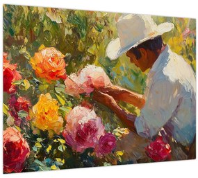 Tablou pe sticlă - Grădinar (70x50 cm)