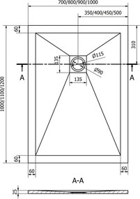 Mexen Stone+ cadă de duș dreptunghiulară din compozit 120 x 100 cm, albă - 44101012