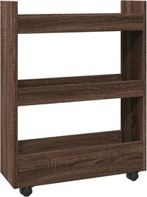 vidaXL Cărucior de depozitare îngust, 3 niveluri stejar maro lemn