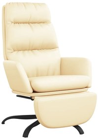 3097543 vidaXL Scaun de relaxare cu taburet, crem, piele ecologică
