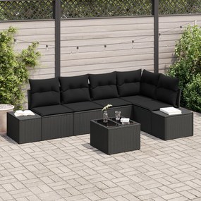vidaXL Set de canapele pentru grădină 6 pcs Negru Rattan poli