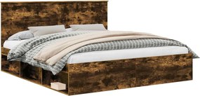 vidaXL Cadru de pat Stejar fumuriu 180 x 200 cm Lemn de pin masiv