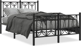 vidaXL Cadru pat metalic cu tăblie de cap/picioare, negru, 120x190 cm