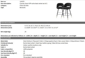 Set de 2 scaune de bar design modern Cliff, H-92,5cm negru 114575 HZ