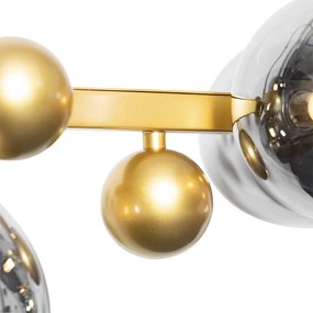 Lampă suspendată Art Deco aurie cu sticlă fumurie cu 8 lumini - David
