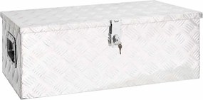 vidaXL Cutie de depozitare, argintiu, 80x39x30 cm, aluminiu