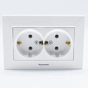 Priza dubla cu impamantare, 16A, IP20, Alb, Arkedia Slim