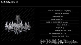 Lustra cristal Bohemia 12 brate L11 120/12/1-A