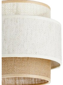 Pendul BOHO pe cablu, 1x E27, 60W, 230V, Ø 20 cm, alb/iută