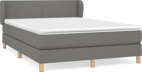 vidaXL Pat box spring cu saltea, gri închis, 140x190 cm, textil