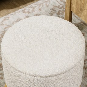 HOMCOM Pouf rotund suport pentru picioare, taburet cu spațiu de depozitare, picioare din lemn, design modern, crem | Aosom Romania