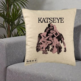 Perna Personalizata K-pop KATSEYE Foto Roz Vintage, 40x40 cm, Bej, Husa Detasabila, Perna Inclusa, BEKZ®