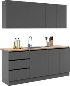 Mobilier de bucătărie, 2 m, grafit, ASTI