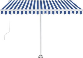 vidaXL Copertină autonomă retractabilă automat albastru&alb 350x250 cm