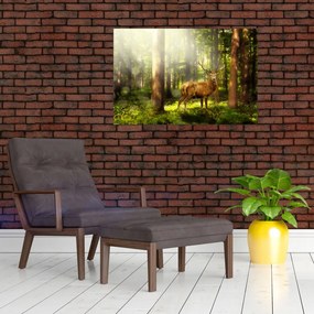 Tablou cu cerbul în pădure (90x60 cm)