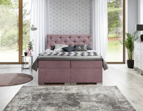 Pat tapitat, boxspring, cu spatiu pentru depozitare, 160X200 cm, Balvin 2, Eltap (Culoare: Alb)