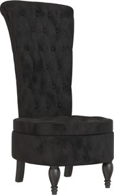 vidaXL Fotoliu cu spătar înalt, negru, catifea, design cu nasturi