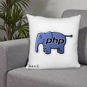 Perna Personalizata PHP Elephant, 40x40 cm, Alb Pufos, Husa Detasabila, Perna Inclusa, BEKZ®