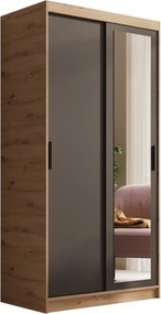 Dulap cu usi glisante si oglinda, 100x60x205 cm, Hailey 100, ADRK Furniture (Culoare: Artisan / Artisan)