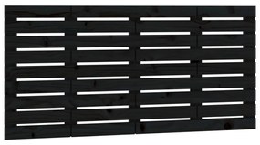 824737 vidaXL Tăblie de pat pentru perete, negru, 146x3x63 cm, lemn masiv pin