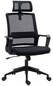 HOMCOM Scaun de Birou Ergonomic cu Tetieră, Înălțime Reglabilă și Funcție de Balansare, 60x64x102-112 cm, Negru | Aosom Romania