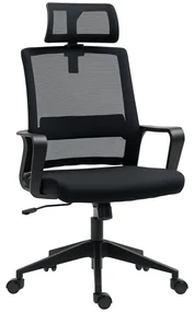 HOMCOM Scaun de Birou Ergonomic cu Tetieră, Înălțime Reglabilă și Funcție de Balansare, 60x64x102-112 cm, Negru | Aosom Romania